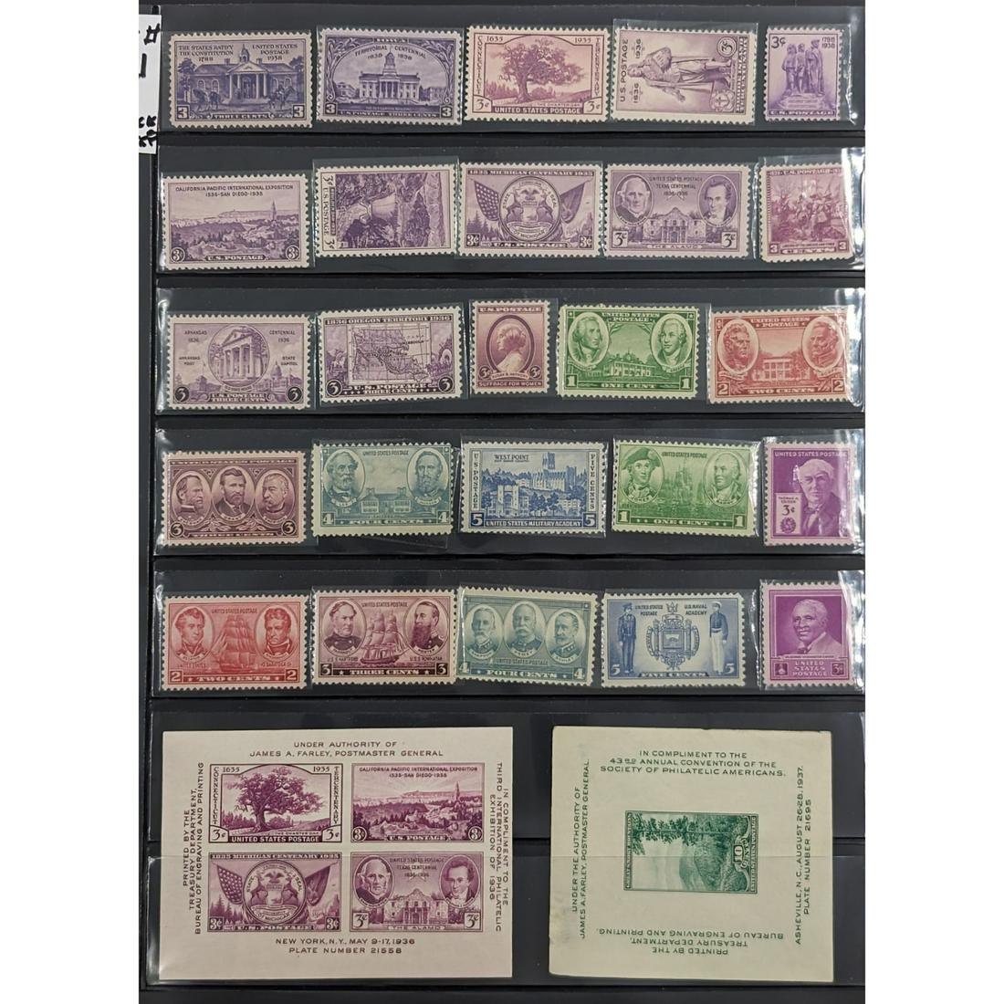 2 Stock Sheets Of Mint US Stamp Issues From The Mid 30's - Mid 40's, Including 2 Exposition Sheets (1 of 13)
