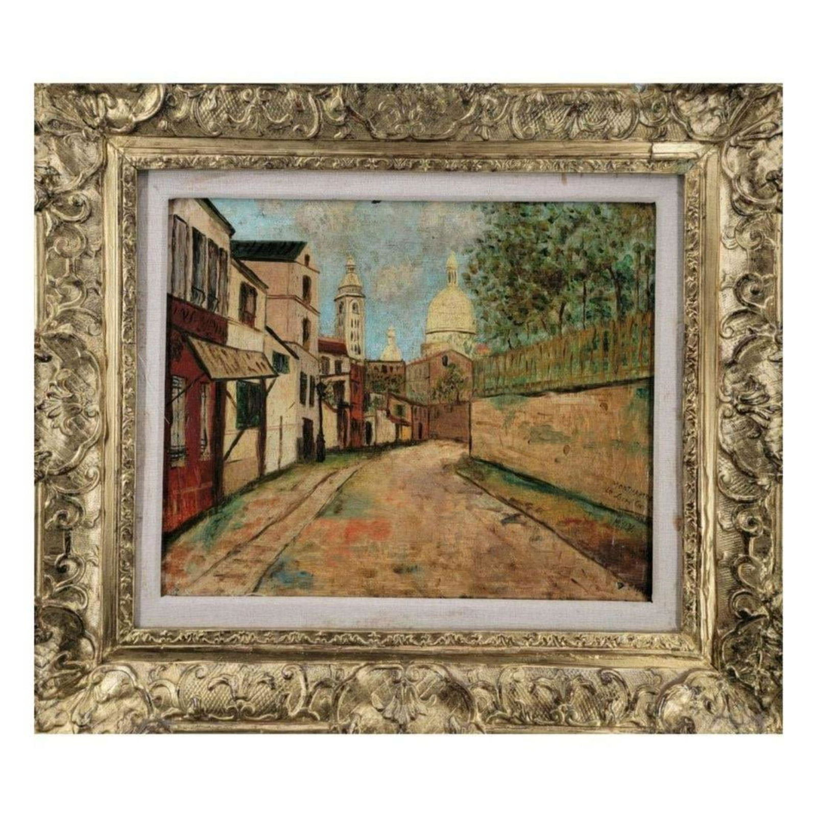 Oil On Canvas Street Scene Signed M.U.V Lower Right After Maurice Utrillo #98 (1 of 17)