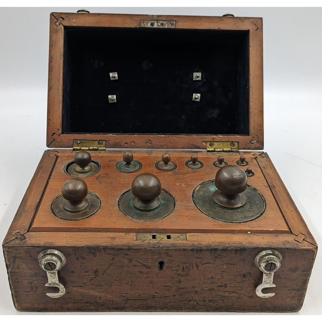 Antique Brass Scale Weight Kit Inside Of Wooden Carrying Case *NO RESERVE* (1 of 13)