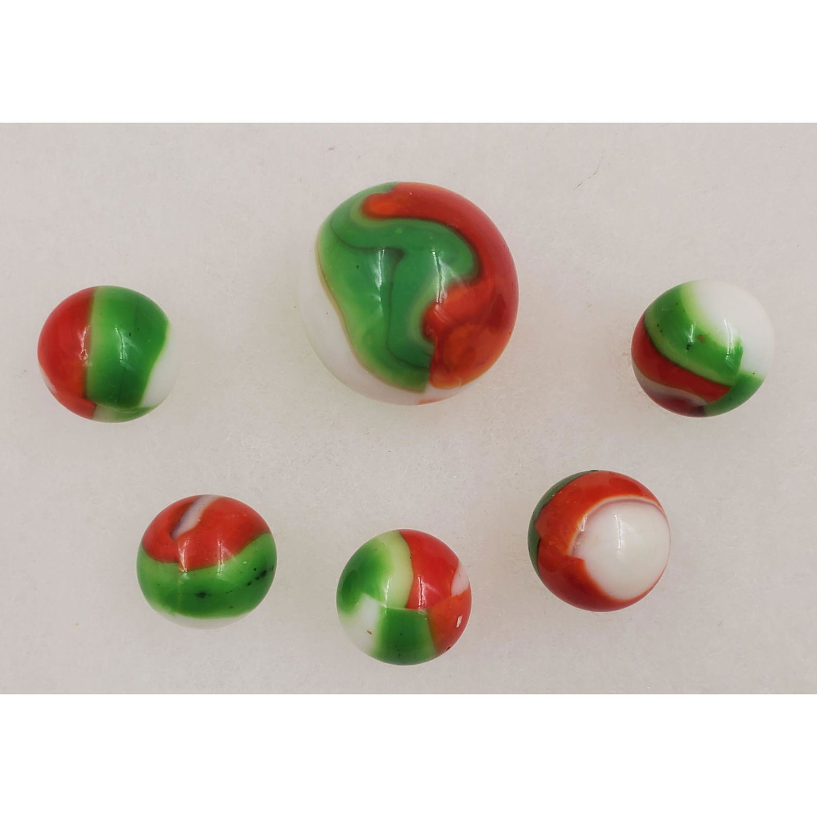 Lot Of 6 Marble King 2 Color Watermelon Rainbows, Incl 1" Oversized Shooter (1 of 10)