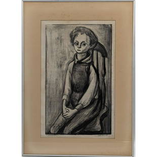 Will Barnet (1911 - 2012) Pencil-Signed Lithograph, "Miner's Son": Will Barnet (1911 - 2012) Pencil-Signed Lithograph, "Miner's Son". Measures approx. 23 1/4" X 16 1/2", Sight measures approx. 17" X 11". Please carefully read our terms of sale, shipping information,