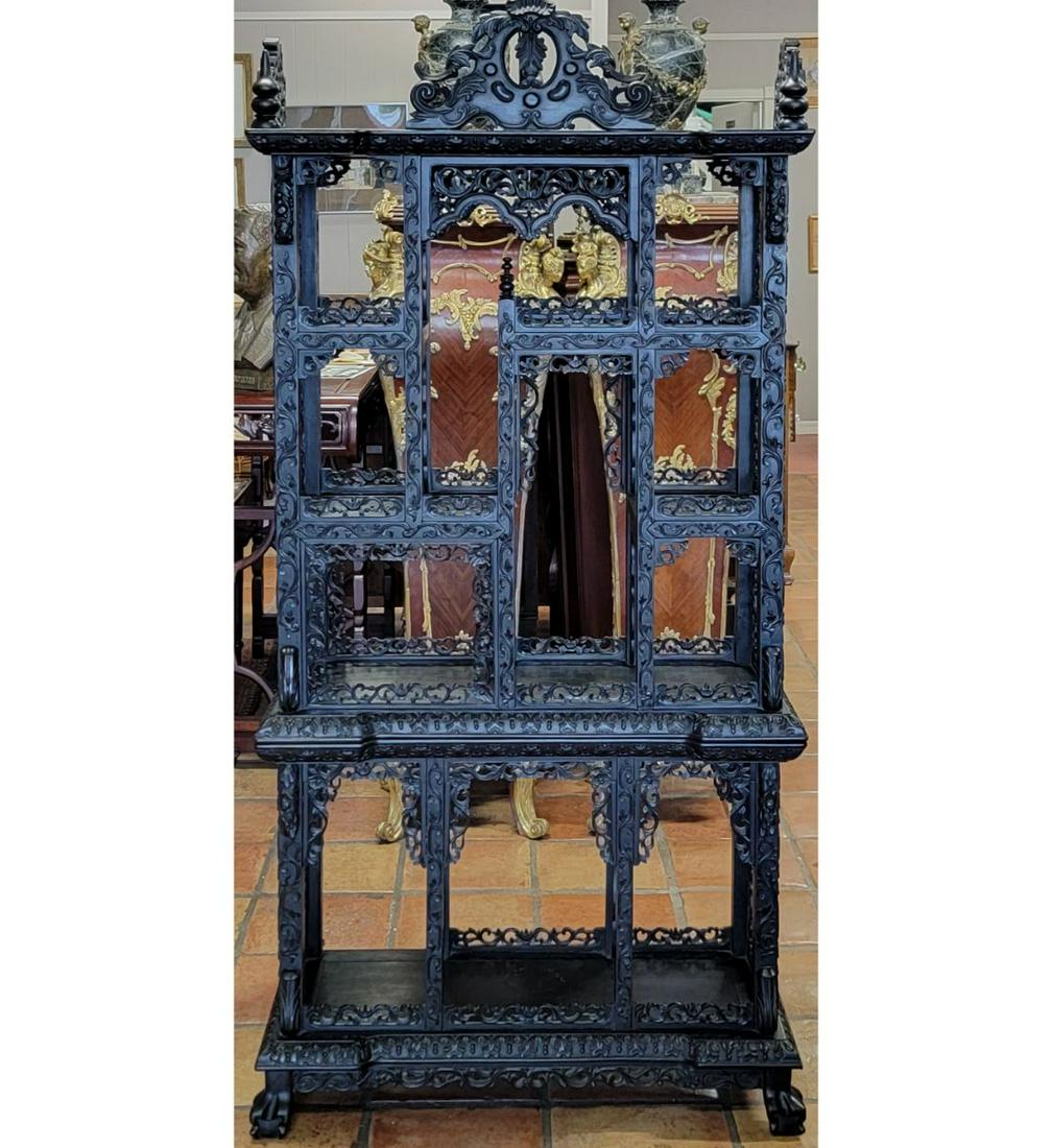 A Fine Carved Chinese Hardwood Display Shelf Open Fretwork (1 of 19)