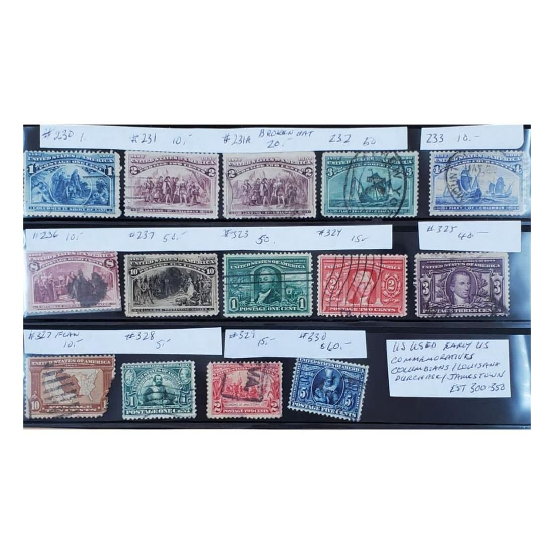 Lot Of 10 Stamps of Used Early American Commemoratives (1 of 6)