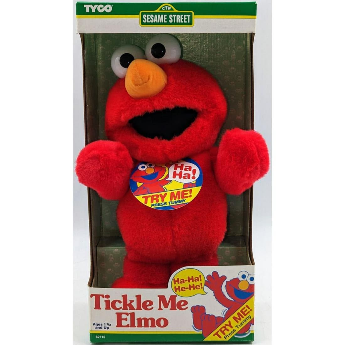 New And Unopened 1996 Tickle Me Elmo: New And Unopened 1996 Tickle Me Elmo. Measures approx. 16" X 5" X 8". Please carefully read our terms of sale, shipping information, and request any condition reports or photos prior to placing a bid.