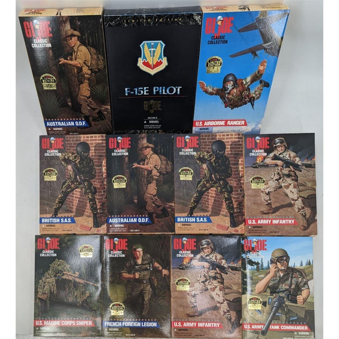 Grouping Of 11 Classic Limited Edition G.I. Joe Action Figures And A G.I. Joe F-15E Pilot Figure (1 of 11)
