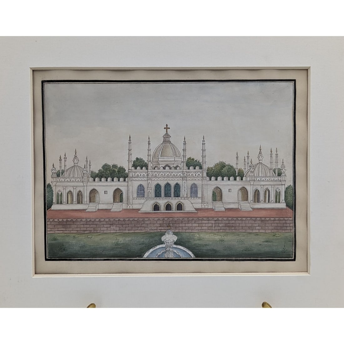 Indian Miniature Painting Of A Temple: Indian Miniature Painting Of A Temple. Measures approx. 10 1/2" X 13 1/4", Sight measures approx. 7 1/4" X 10". || Please carefully read our terms of sale, shipping information, and request any condit