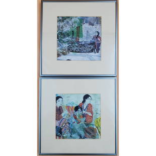 Pair of Signed Lee Lee Mixed Media Artwork: Pair of Signed Lee Lee Mixed Media Artwork. The Frame of each measures 12 1/4" x 12 1/4" and the Sight of each measures 7 1/8" x 7 1/8". Please carefully read our terms of sale, shipping information,