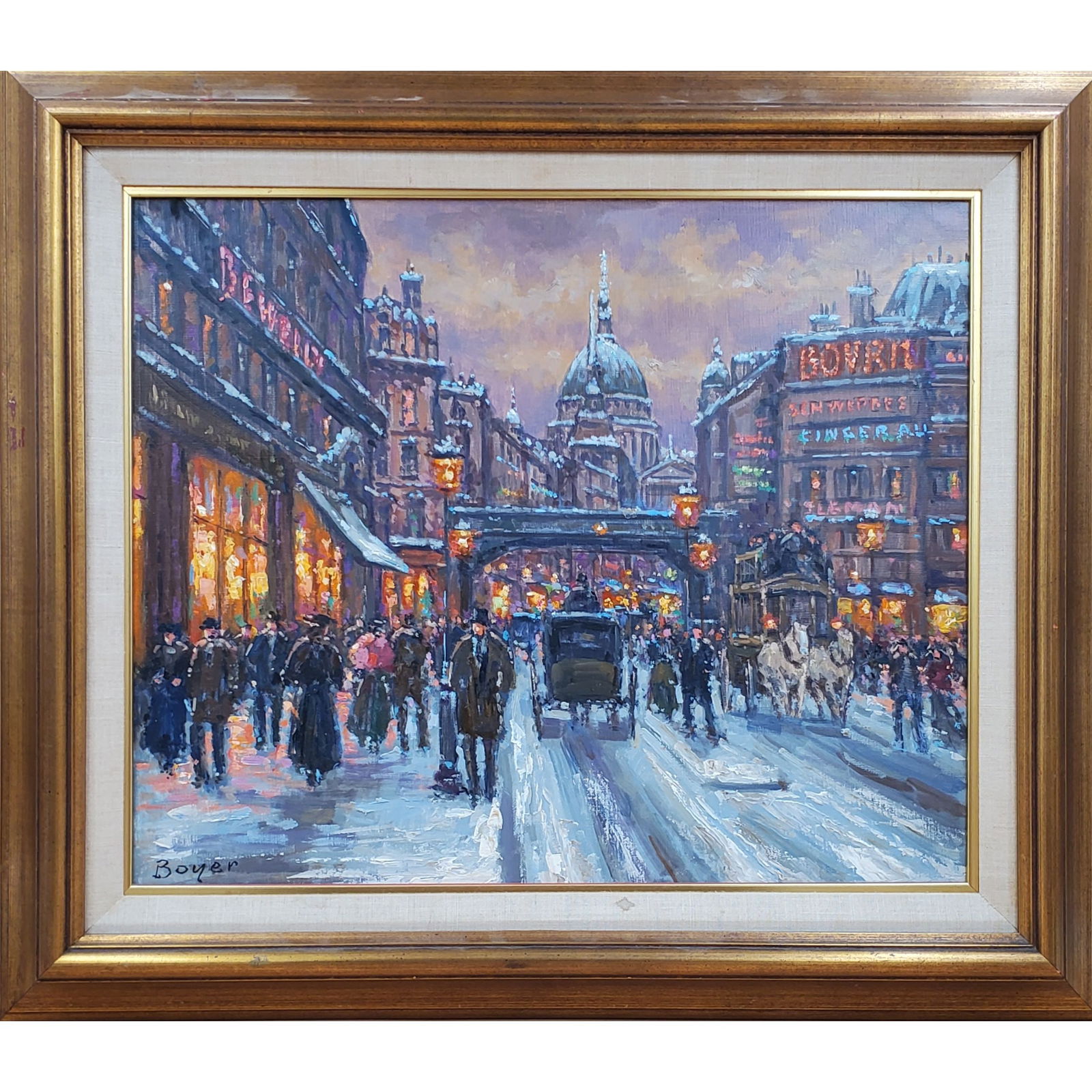 Signed Boyer Oil on Canvas Cityscape Painting (1 of 11)