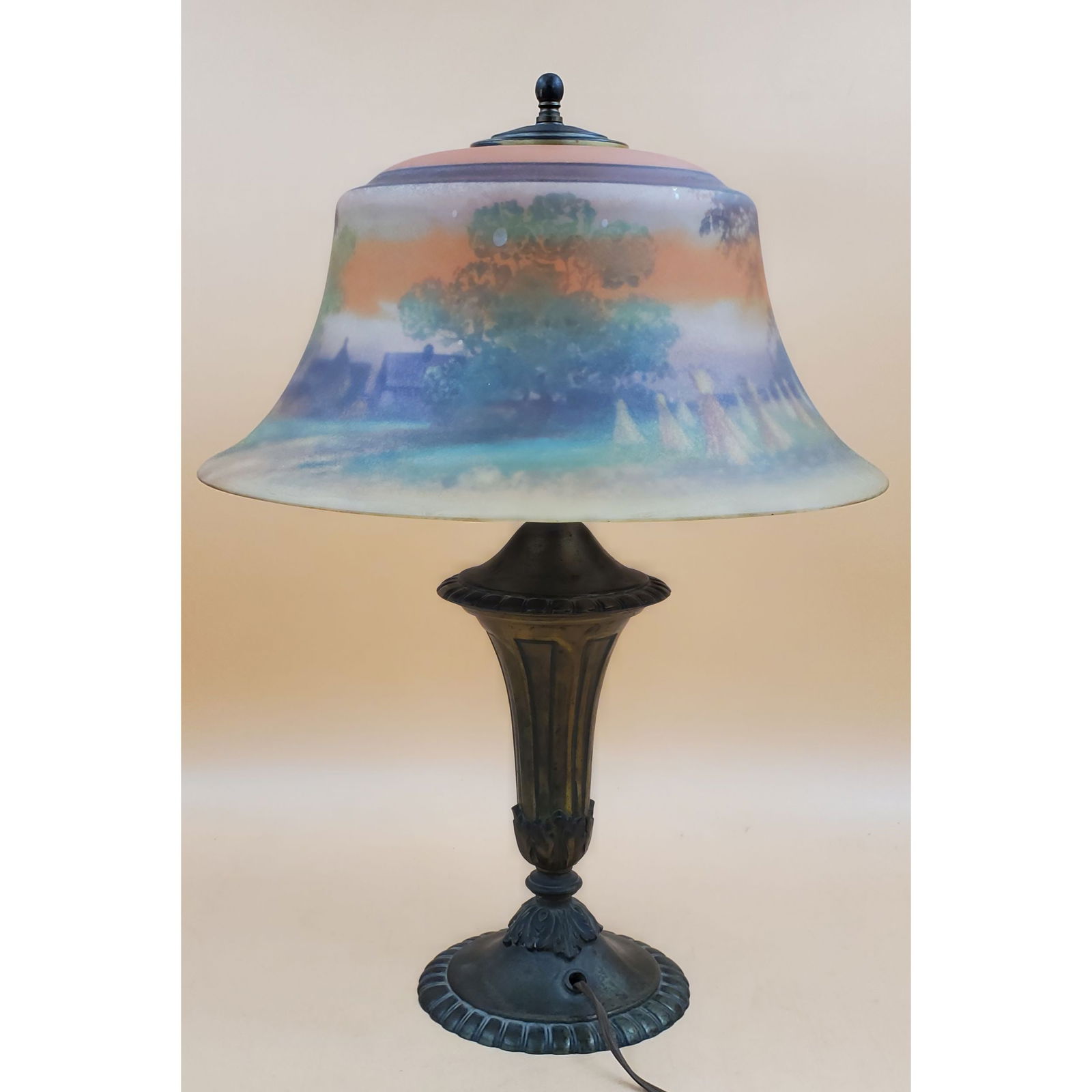 Antique Pairpoint Table Lamp with  Revered Painted Glass Shade (1 of 14)