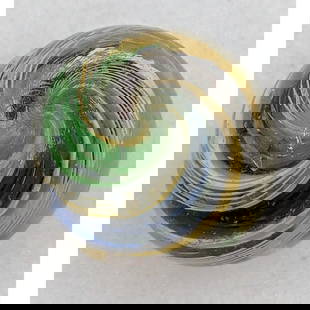 Marbles: Fantastic Handmade Tri-level Swirl, With White Latticinio And Various Color Bands: Marbles: Fantastic Handmade Tri-level Swirl, With White Latticinio And Various Color Bands. Please see size in pics. Please note that there is a pinhead fleck on the piece, please see pics. || Please