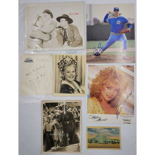 7 Pc Lot of Autographs of Stars From Assorted Backgrounds: 7 Pc Lot of Autographs of Stars From Assorted Backgrounds. Includes NBC Radio post card signed by Bing Crosby. Autographs by Sonja Henie, Barbara Mandrell, Gaylord Perry and more. None are authenticat