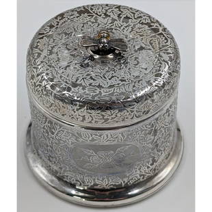 Antique Silver Overlay Honey Bee Honey Jar, 493 Grams In Total: Antique Silver Overlay Honey Bee Honey Jar, 493 Grams In Total. Measures approx. 3 1/2" tall and 3 3/4" in diameter. Please note that the honey bee topper is loose. || Please carefully read our terms