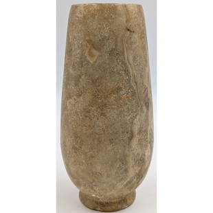 A Fine Egyptian Carved Alabaster Canopic Jar, From the Collection of William Ashby: A Fine Egyptian Carved Alabaster Canopic Jar, From the Collection of William Ashby. Measures approx. 7 1/4" tall. || Please carefully read our terms of sale, shipping information, and request any