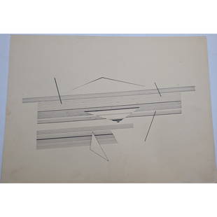 Indian Pen & Ink Abstract Drawing, Signed Nasreen Mohamedi On The Back: Indian Pen & Ink Abstract Drawing, Signed Nasreen Mohamedi On The Back. Measures approx. 17 5/8" X 24". || Please carefully read our terms of sale, shipping information, and request any condition repo