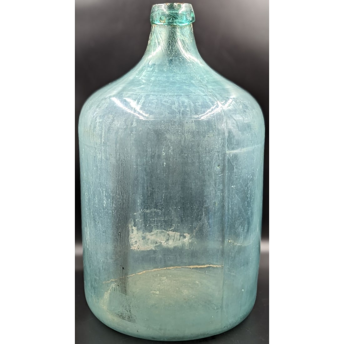 Large Antique French Turquoise Hand-Blown Demijohn Bottle (1 of 16)