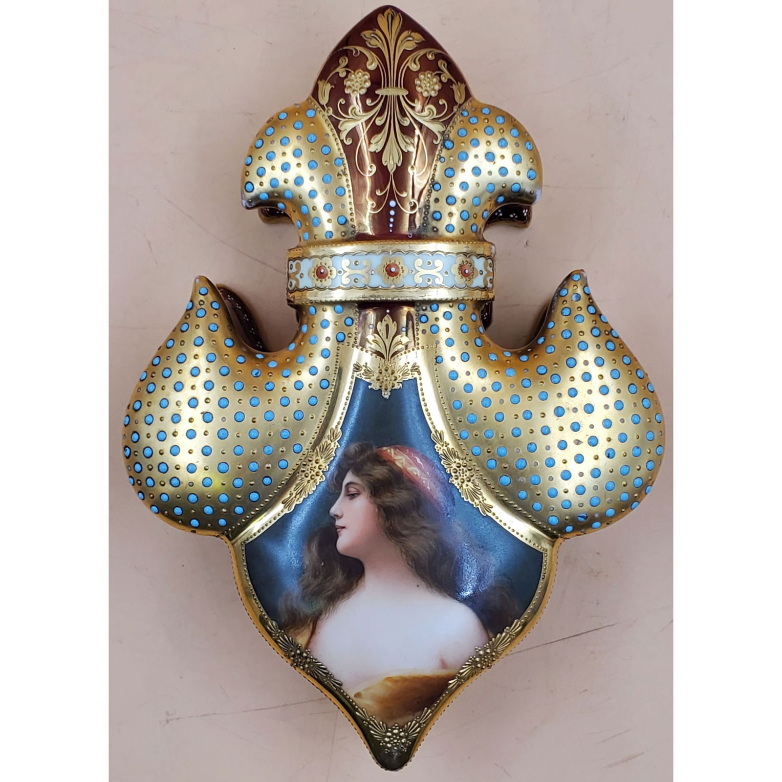 Antique Hand Painted Portrait on Porcelain Bavarian Enamel Vanity Box (1 of 16)