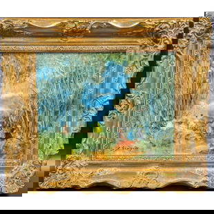 Signed Stefanos Sideris (1921-1978) Oil On Board Landscape Painting With An Acrylic Overlay: Signed Stefanos Sideris (1921-1978) Oil On Board Landscape Painting With An Acrylic Overlay. Measures approx. 12" X 14", Sight measures approx. 7 1/2" X 9". || Please carefully read our terms of sale,