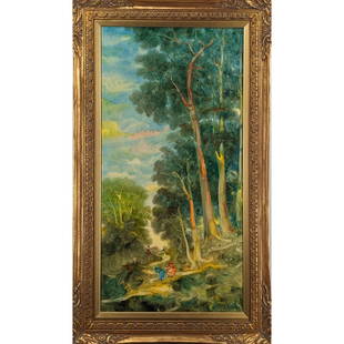 Signed Stefanos Sideris (1921-1978) Oil On Canvas Landscape Painting With An Acrylic Overlay: Signed Stefanos Sideris (1921-1978) Oil On Canvas Landscape Painting With An Acrylic Overlay. Measures approx. 35 1/4" X 20 1/4", Sight measures 29 1/2" X 14". || Please carefully read our terms of