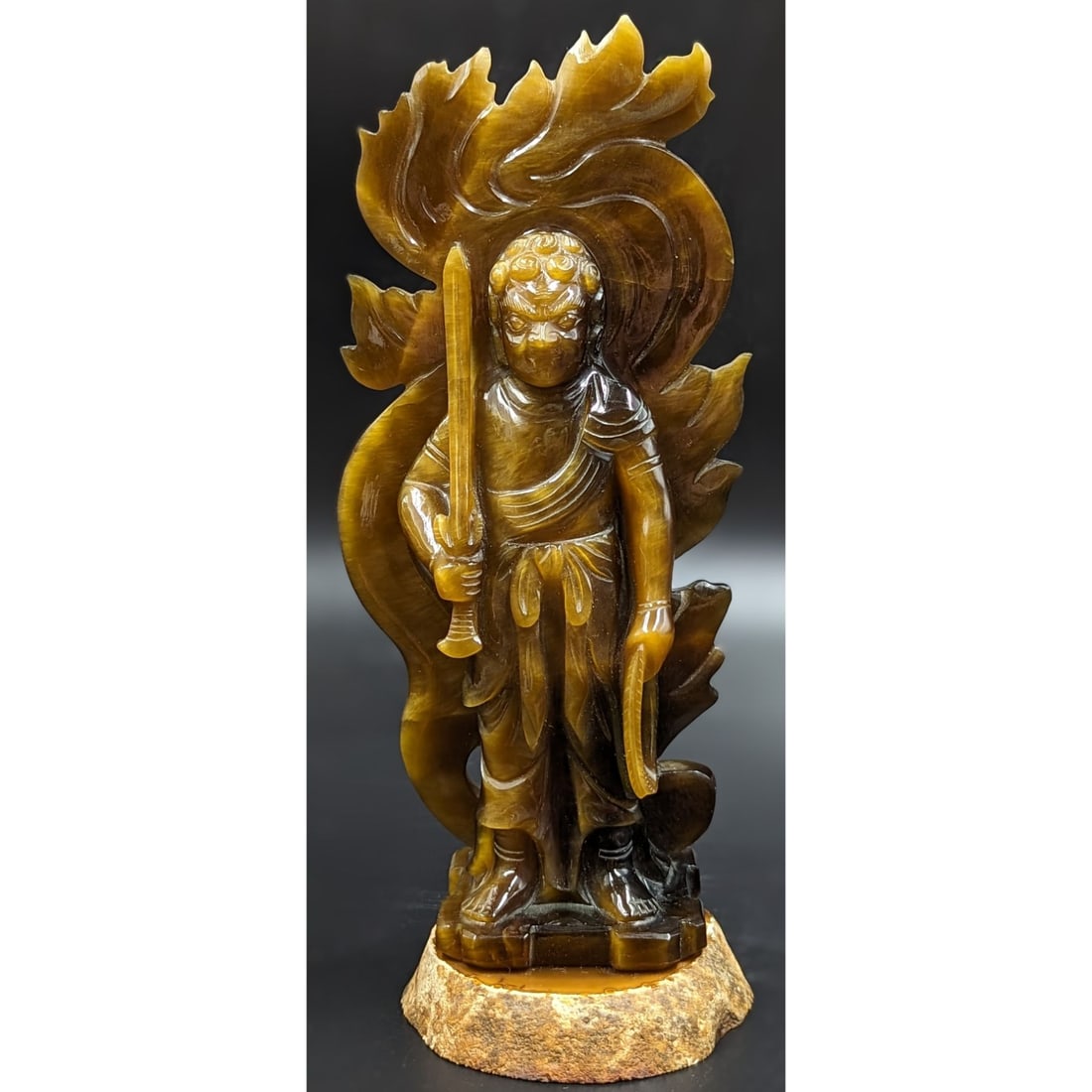 Fine Chinese Carved Tiger's Eye Sculpture Of A Soldier (1 of 13)