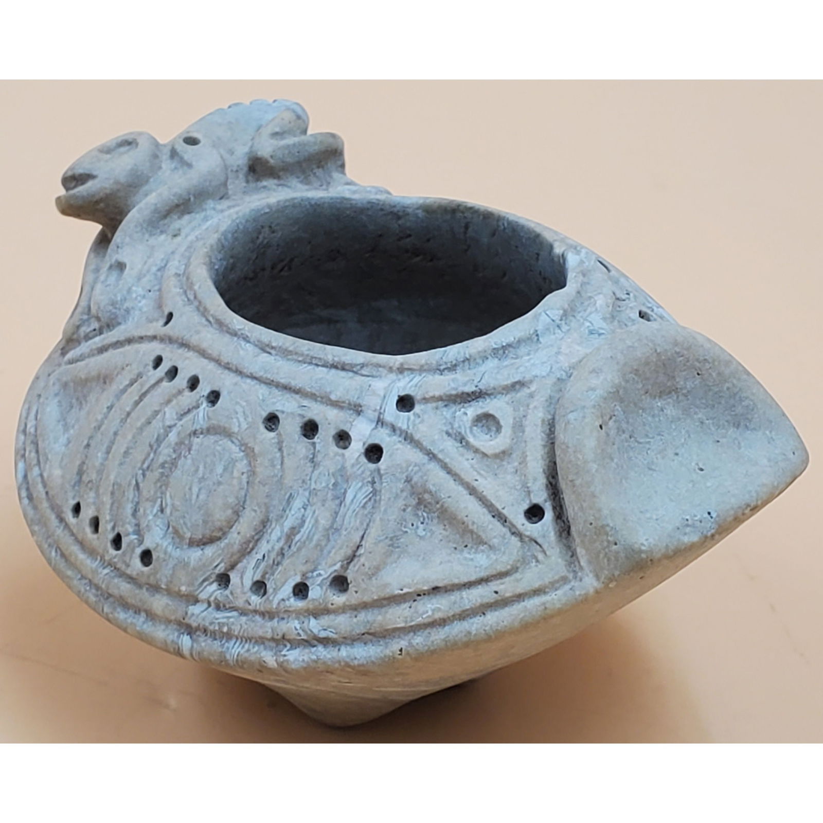 Finely Carved Lime Container with Anthropic/Zoo-Form on Side (1 of 14)