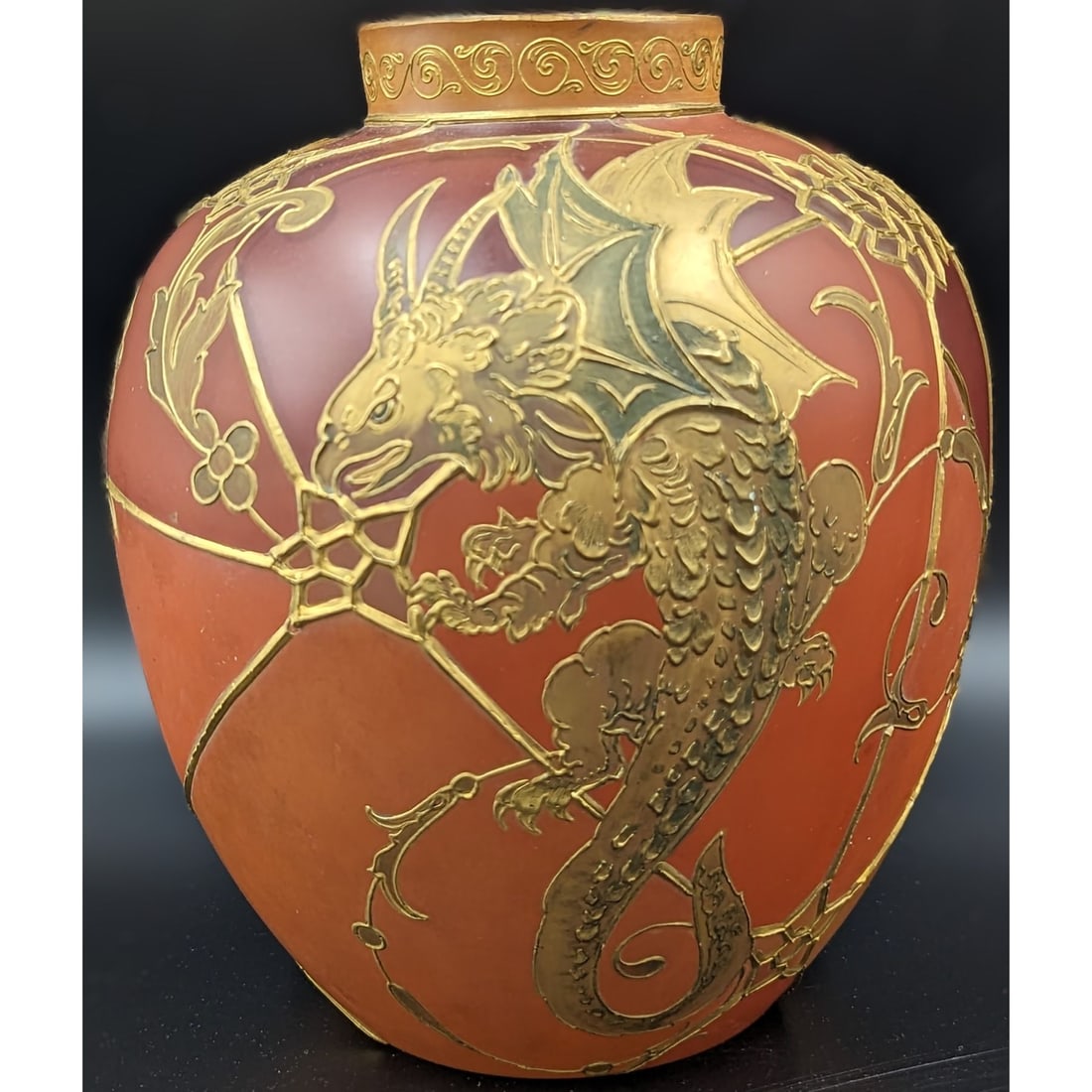 Mt. Washington No. 261 Royal Flemish Vase With Winged Monsters, 1890 - 1895 (1 of 15)