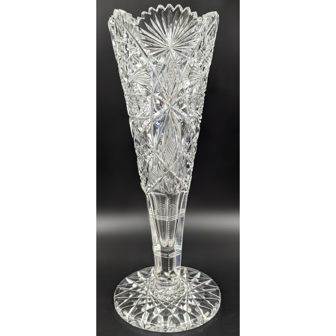 ABP Cut Glass Trumpet Vase, Signed Hawkes (1 of 14)