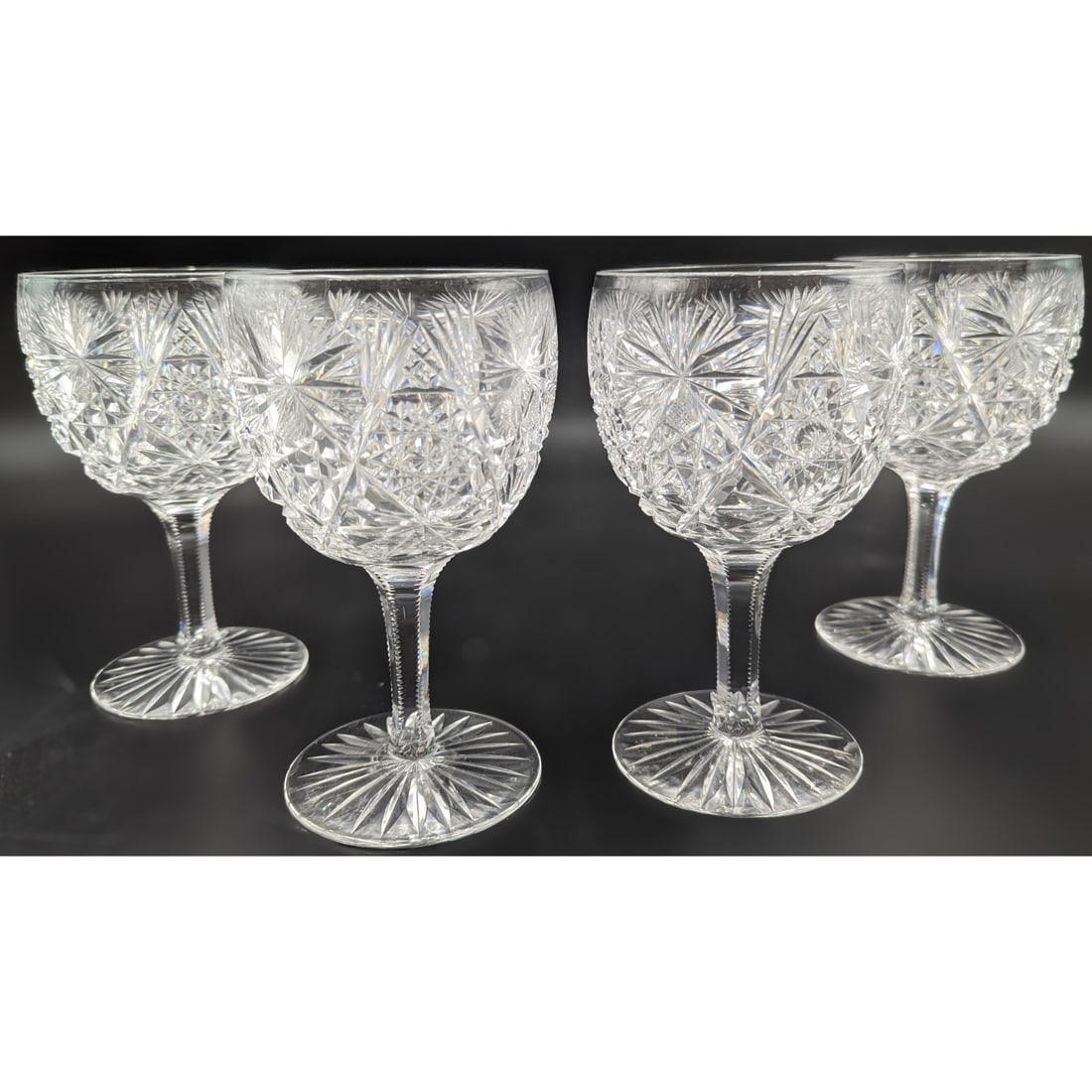 Estate Lot Of 4 ABP Cut Glass Water Goblets Cut In Anderson  "Fredericka" Pattern (1 of 9)