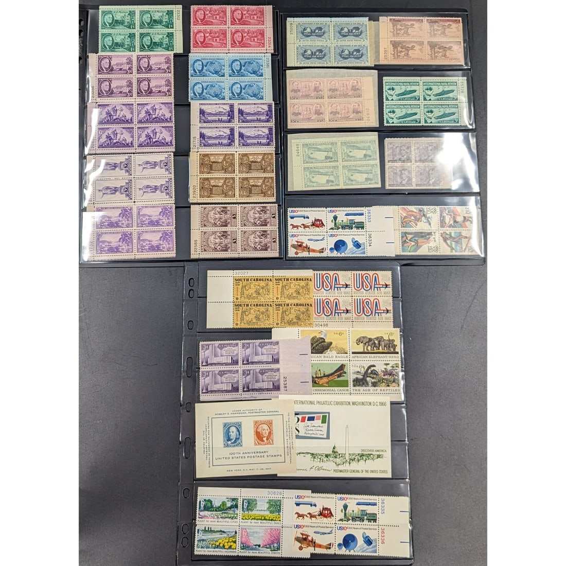 Lot Of 6 Stock Sheets Of Mint US Stamps With 44 Blocks Of Four And A Few Plate Blocks (1 of 18)