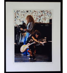 Original Led Zeppelin July 1977 1/75 Signed By Artist: Original Led Zeppelin July 1977 1/75 Signed By Artist. Frame measures 30 3/4"x 24 3/4", sight 29" x 23".|| Please carefully read our terms of sale, shipping information, and request any condition