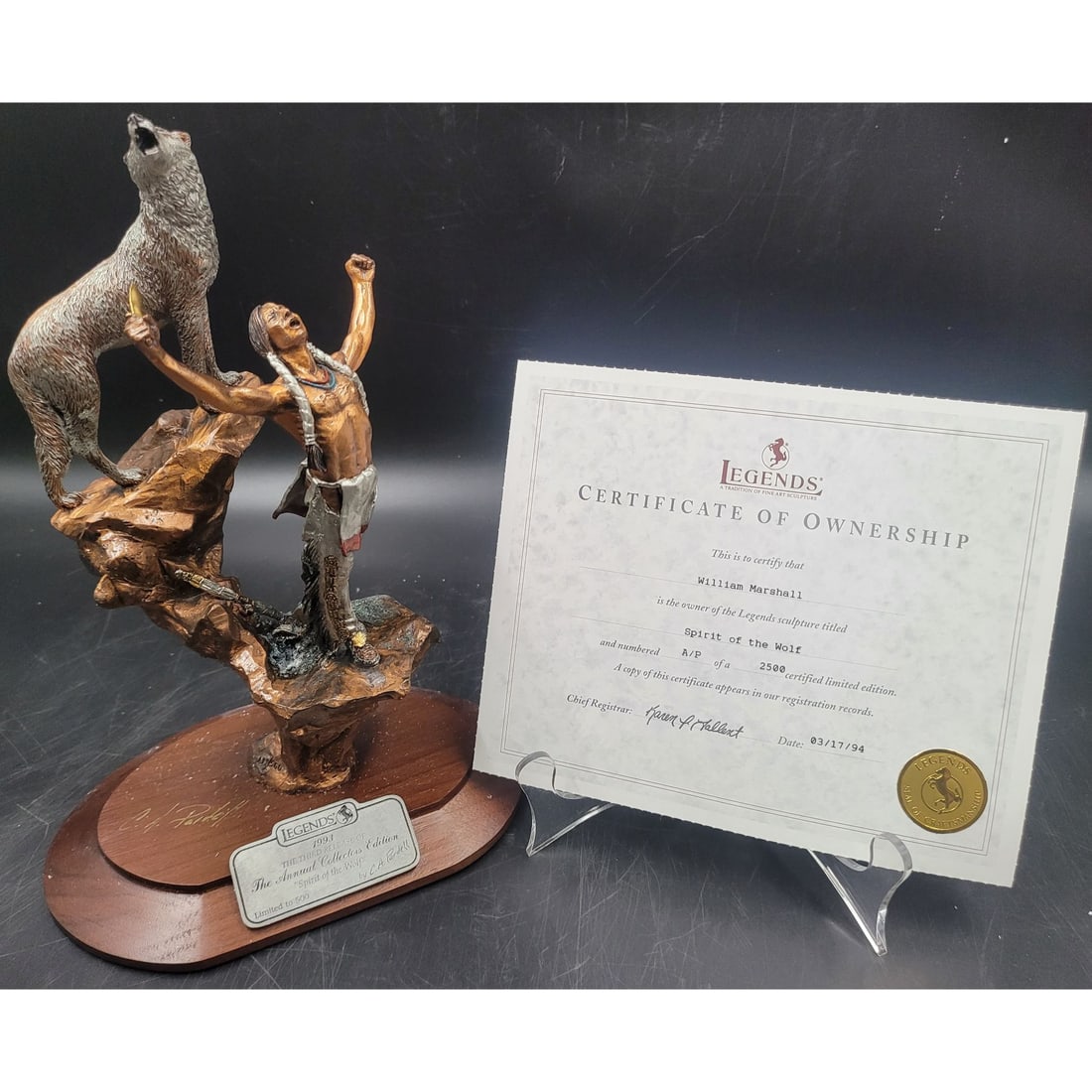 Legends: Limited Edition AP/2500 Spirit Of The Wolf With COA (1 of 10)
