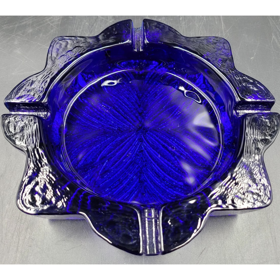 Cobalt Blue Blenko Glass Ash Tray (1 of 6)