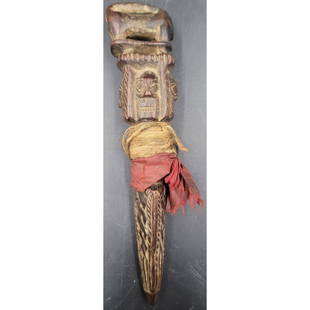 Antique Tibetan Wood Phurba.: Antique Tibetan Wood Phurba. Modeled after an ancient Indian weapon, a “Phurba” is used in cleansing rituals to literally “pin-down” any disruptive forces that may be lurking in the vi