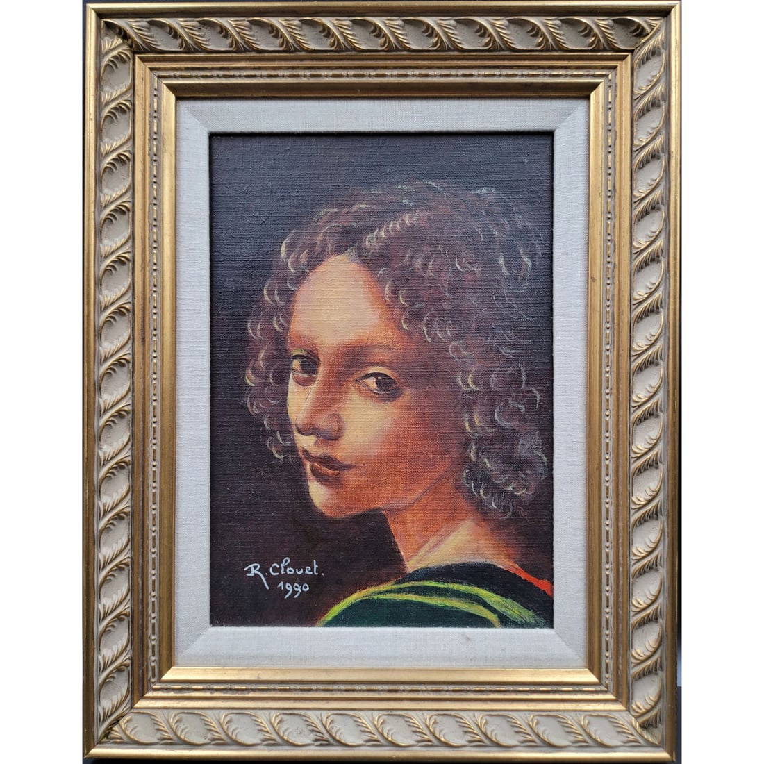 An Artist Signed Oil On Board Portrait Painting Auction