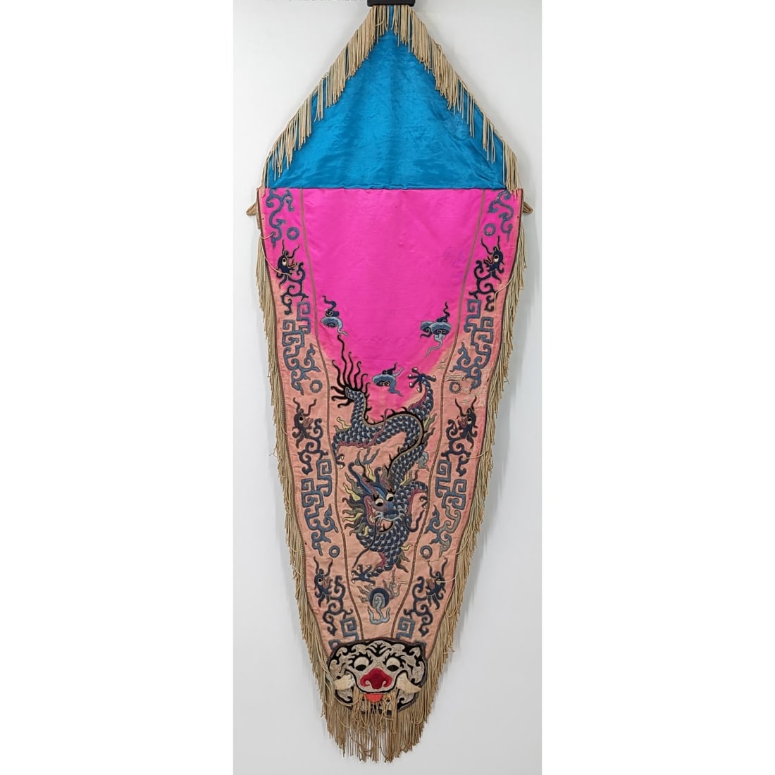 Antique Chinese Silk Five Clawed Dragon Embroidery Flag (1 of 17)