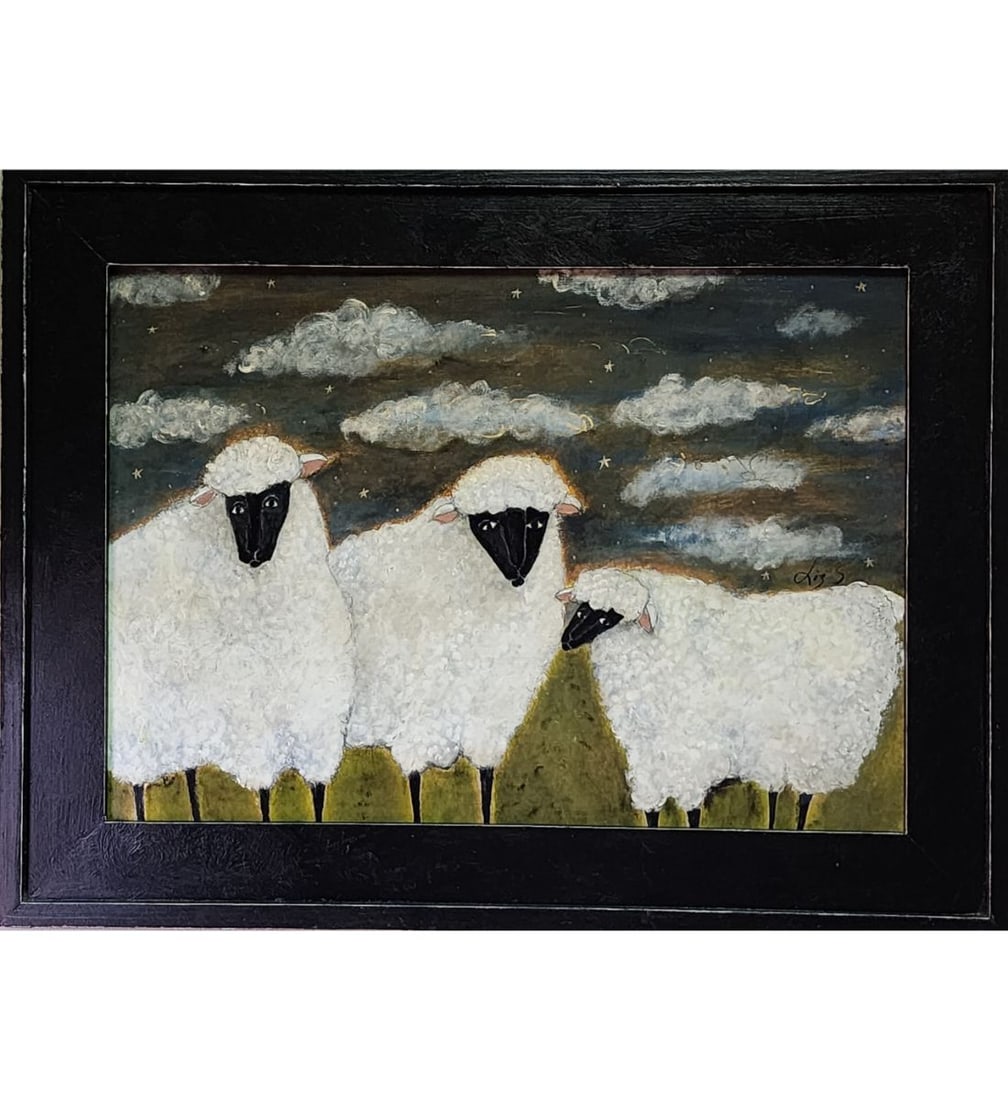 American North Carolina Folk Artist Liz Sullivan Folk Art Painting Signed Middle Right (1 of 10)