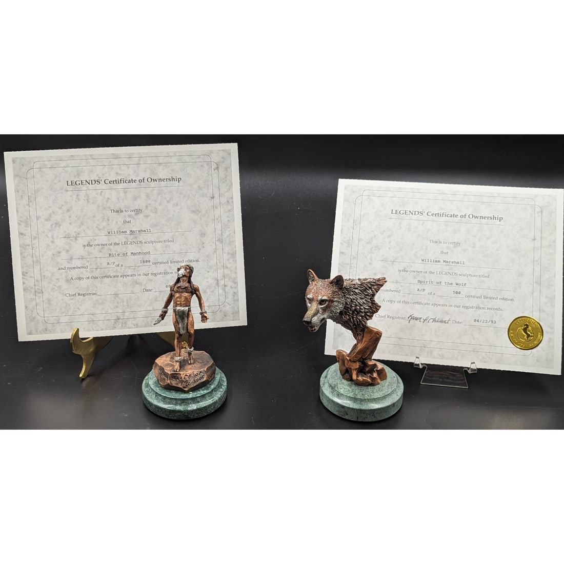 Legends: Pair Of Limited Ed. Sculptures By C.A. Pardell And K. Cantrell, Both With COAs (1 of 16)