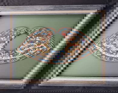 Qing Dynasty Chinese Embroidered Silk With 5 Claw Dragon Very Fine Piece: Qing Dynasty Chinese Embroidered Silk Panel With A Five Claw Dragon Very Fine Piece. Measure 57Cm X 26Cm. // Provenance: PRIVATE ESATE CENTRAL FLORIDA. Please carefully read our terms of sale, shippin