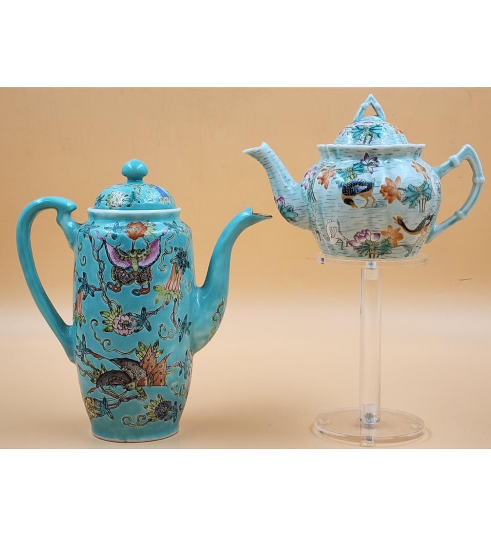 Lot Of 2 Chinese Famille Rose Porcelain Teapots (1 of 20)