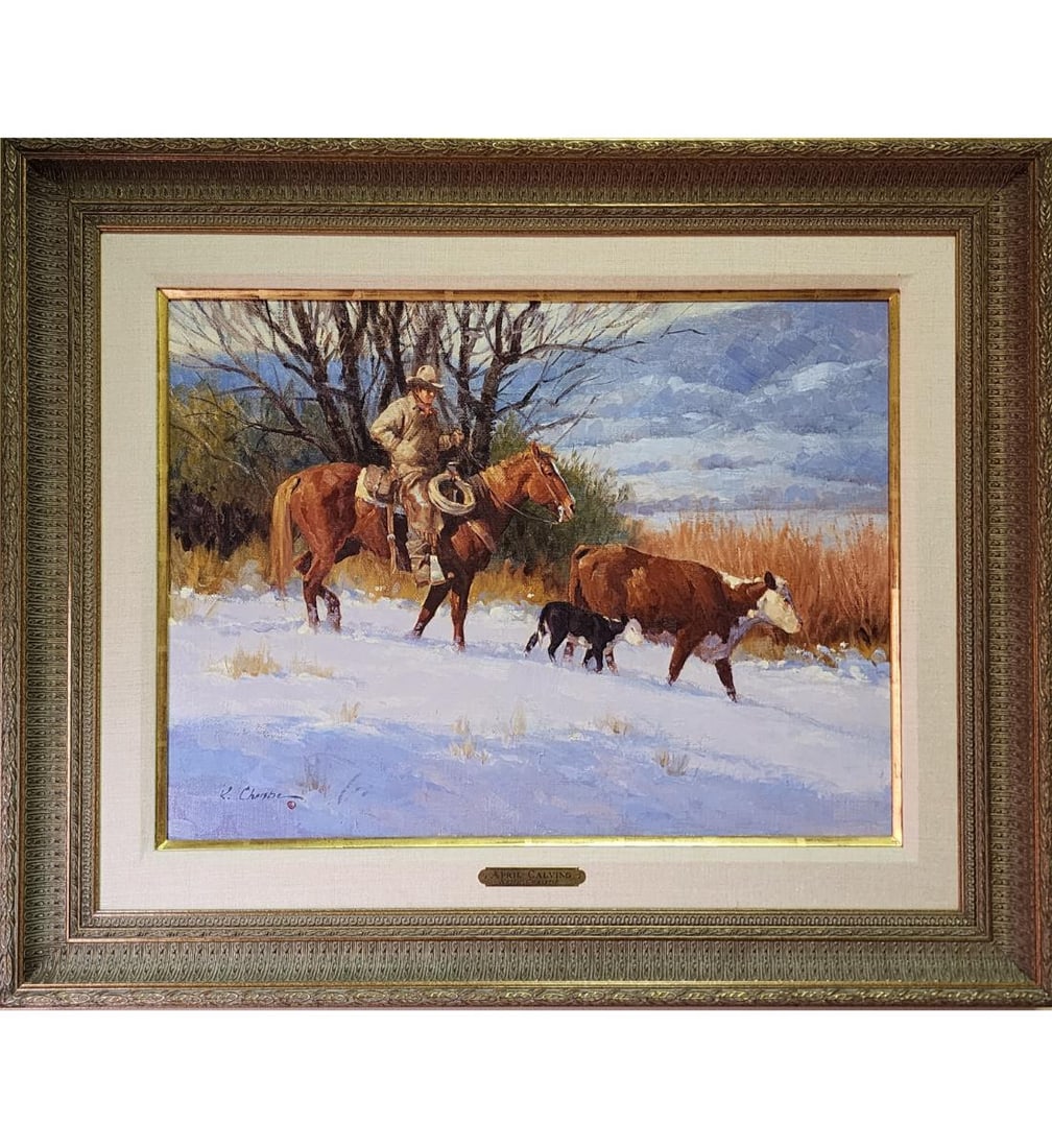 American California Minnesota Keith Christie 1935-2017 O/C Painting "APRIL CALVING" (1 of 16)