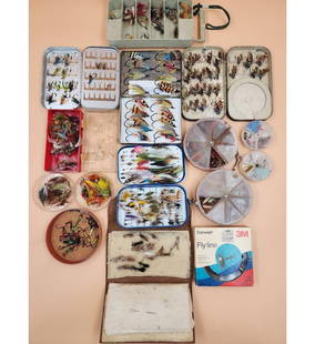 A Very Large Grouping Of Various Fishing Flies Used And Unused Very Neat Collection & 1 Reel: Very Large Grouping Of Various Fishing Flies Used And Unused Very Neat Collection & 1 Reel.// Provenance: PRIVATE ESTATE CENTRAL FLORIDA. Please carefully read our terms of sale, shipping information,