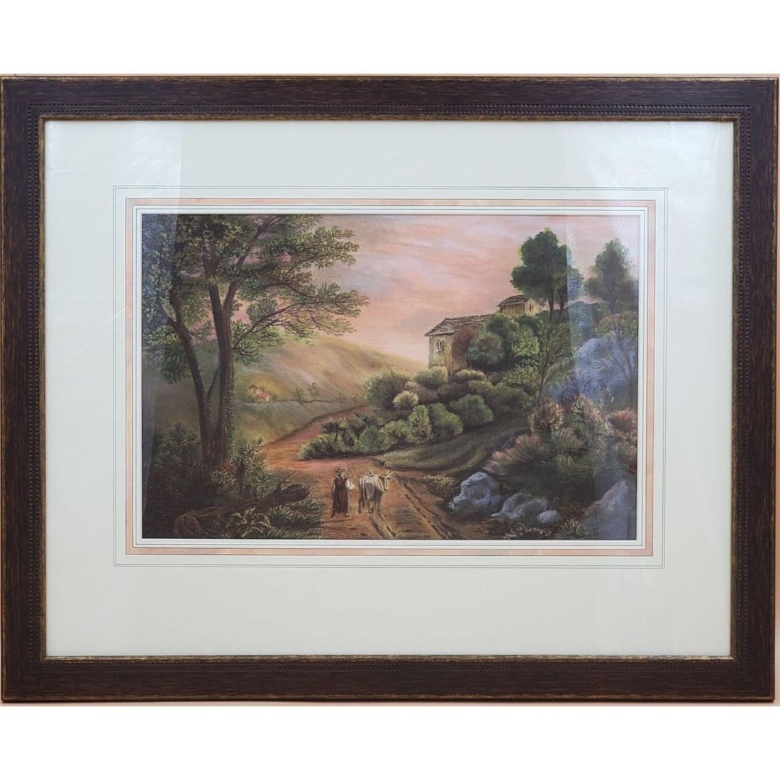 19th C Landscape Lithograph With Man And Cow (1 of 12)