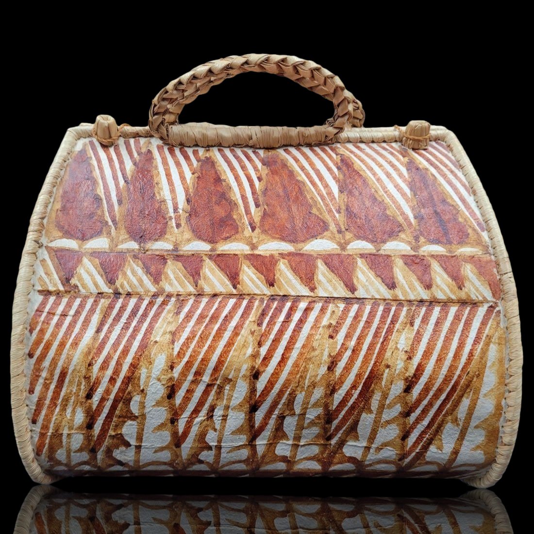 A Papua New Guinea Woven Basket NO RESERVES: A Papua New Guinea Woven Basket measuring approx. 13.5" X 13.25" X 9.5" This basket was collected and cataloged by an American expat living and working in New Guinea in the mid-1970s.|| Please careful