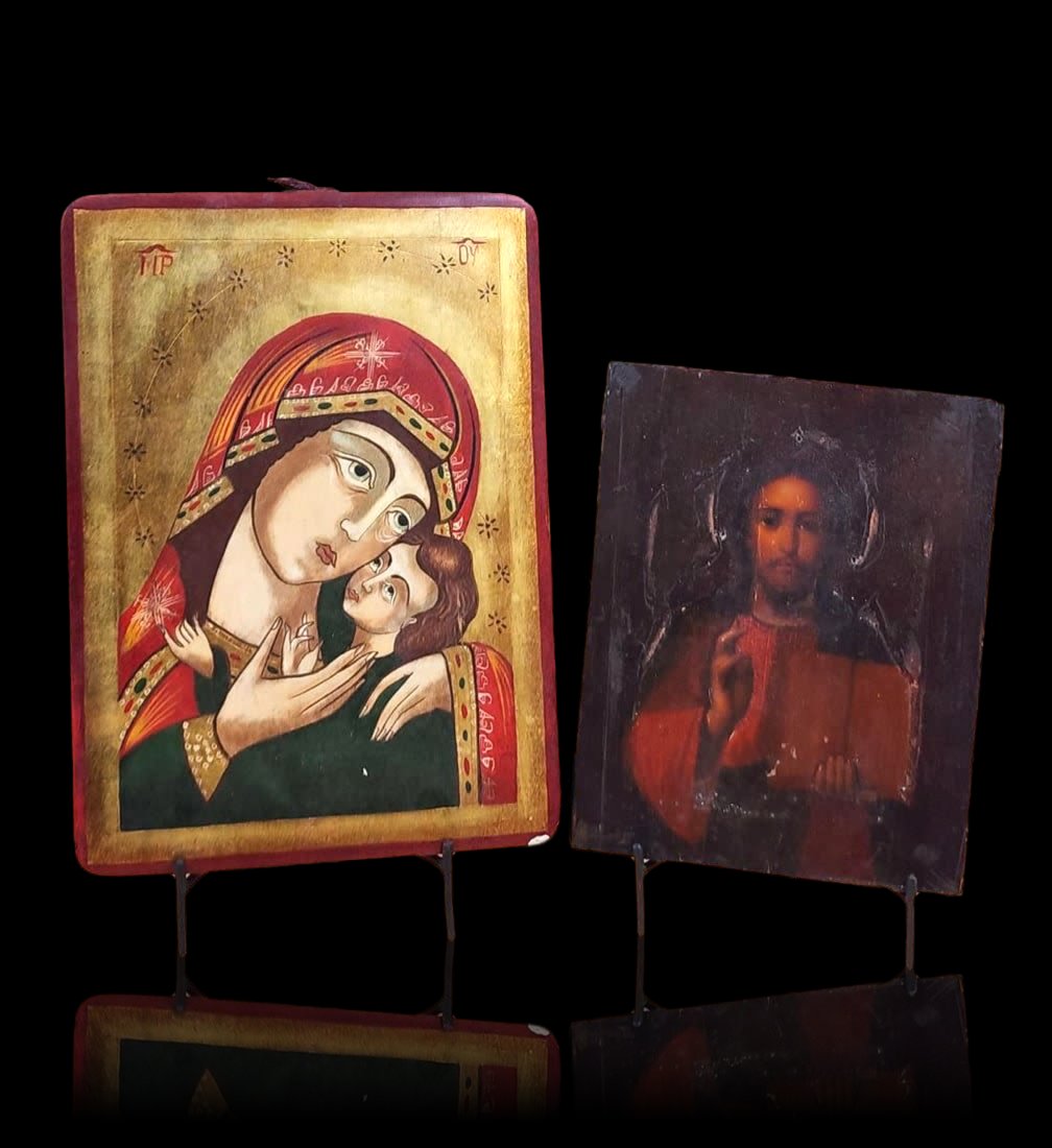 Lot of 2 Hand Painted Religious Icons (1 of 14)