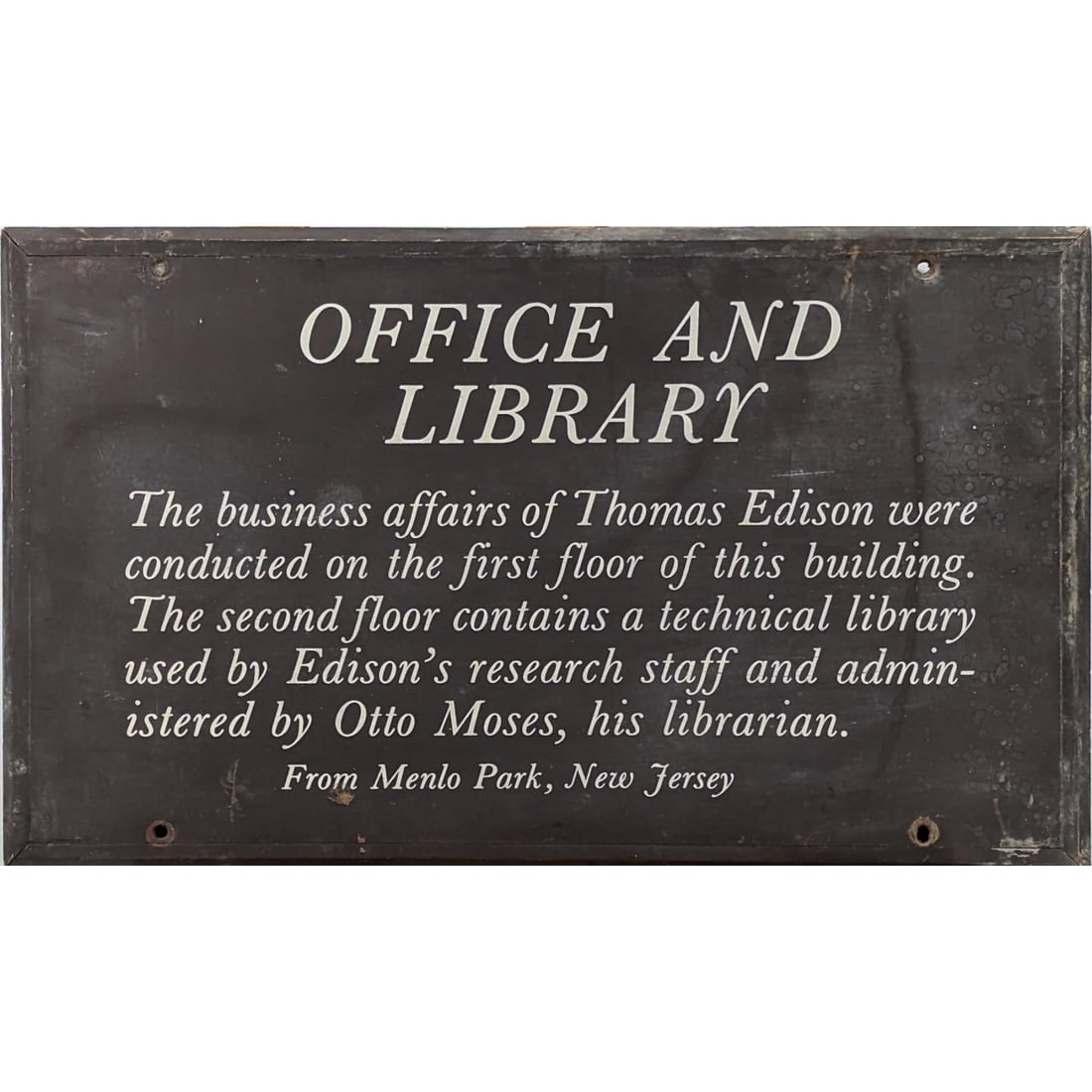 Antique Thomas Edison Historical Museum Sign (1 of 6)