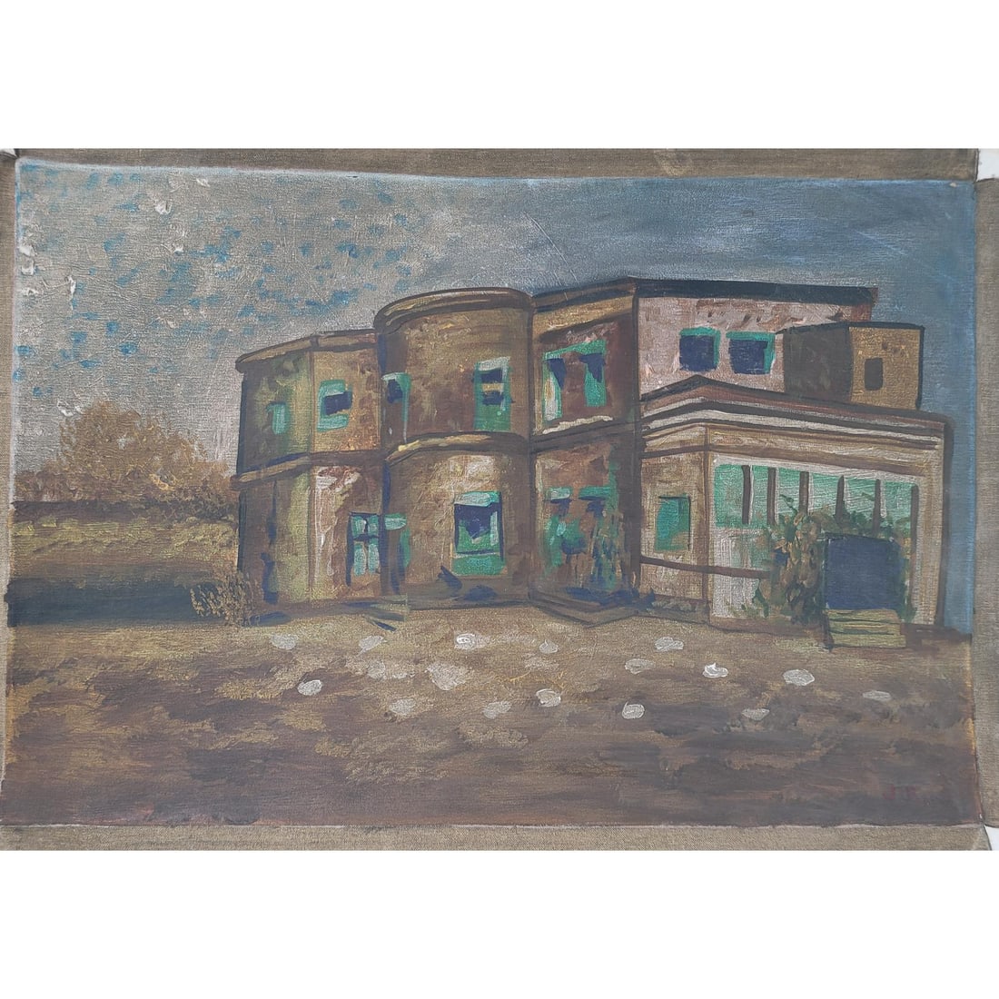 Jamini Roy Jr. Signed Indian Acrylic On Canvas Landscape Painting: Jamini Roy Jr. Signed Indian Acrylic On Canvas Landscape Painting. Canvas measures approx 25" X 35" ***We at RBFineArts can only attribute this work to the artist based upon the quality and the presen