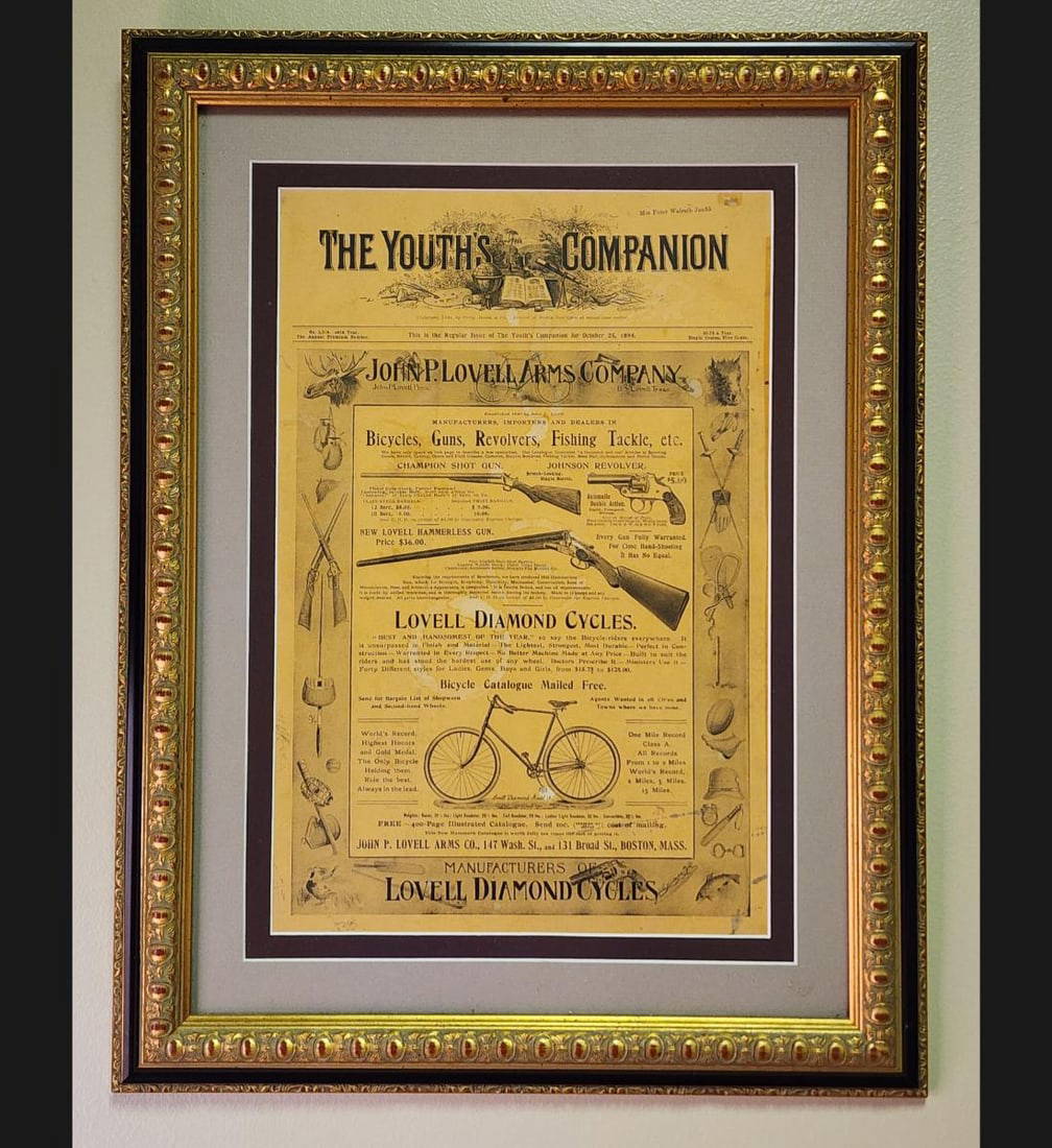 Framed Advertisement The Youth Companion John P Lovell Arms Company Auction