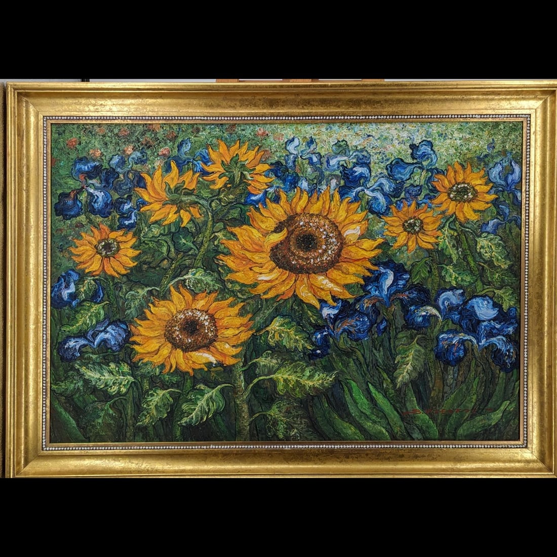Large Signed Oil On Canvas Sunflower Field Painting (1 of 8)