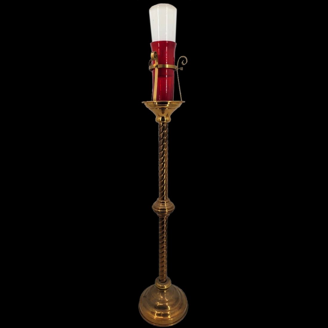 A Large Gilt Bronze Sanctuary Lamp: A Large Gilt Bronze Sanctuary Lamp. Lamp measures approx. 51" X 10" || Please carefully read our terms of sale, shipping information, and request any condition reports or photos prior to placing a bid
