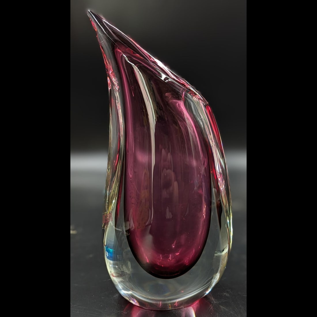Heavy Murano Teardrop Glass Vase By Luigi Onesto With A Murano Mark: Heavy Murano Teardrop Glass Vase By Luigi Onesto With A Murano Mark. Measures approx. 9" X 4 1/2". Weighs 4lbs and 9.4oz. || Please carefully read our terms of sale, shipping information, and request