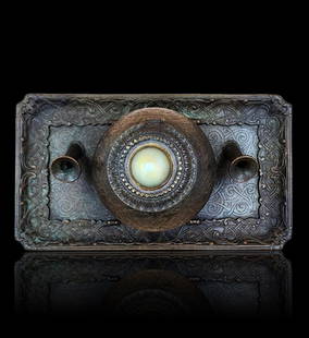 Bronze Inkwell Stamped Tiffany Studios New York Age And Authenticity Unknown: Bronze Inkwell Stamped Tiffany Studios New York Age And Authenticity Unknown. Measure 12.5" X 7 1/4" X 5". Provenance: Private Collection From A Florida Estate. Please carefully read our terms of sale